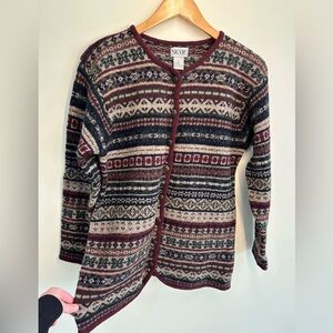 Vintage Nordic Skyr Cardigan Wool Sweater